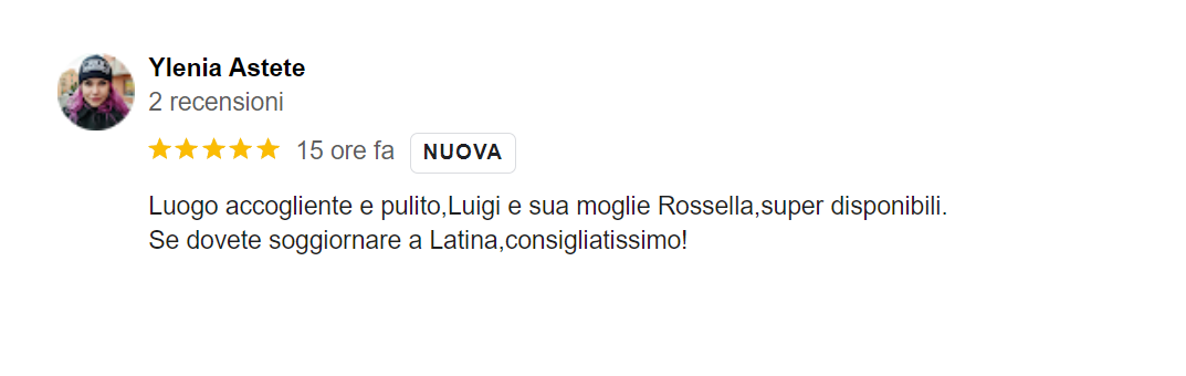 Alloggio Gladiolo Guest House - Latina Scalo - Recensioni - Google - Marzo 2024 - nuovo