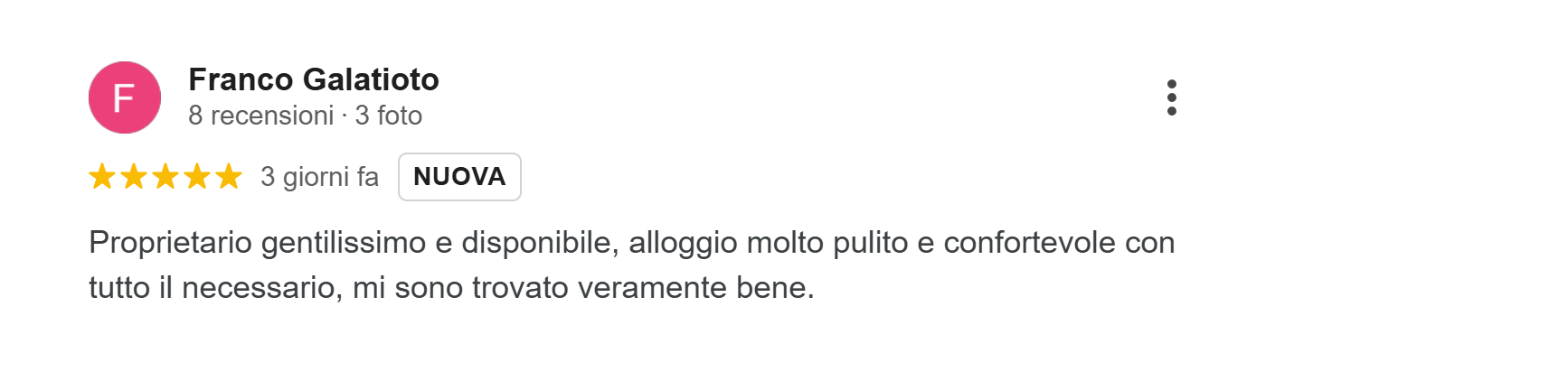 Alloggio Gladiolo Guest House - Latina Scalo - Recensione Google - 16 Novembre 2024