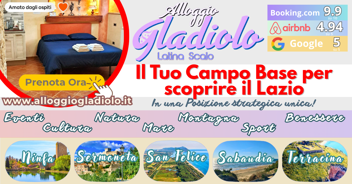 Alloggio Gladiolo Latina Scalo - Banner Eventi Agosto 2025 - 1200x628px
